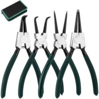 Sicherungsringzange-Set mit 4 Stücken, inklusive gebogener und gerader Zangen, für Innen- und Außensicherungen