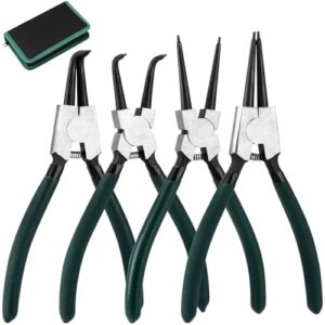 Sicherungsringzange-Set mit 4 Stücken, inklusive gebogener und gerader Zangen, für Innen- und Außensicherungen