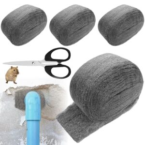 Effektive Mäuseabwehr mit Leikurvo Stahlwolle - 4 Stück Schneidbare 0000 Feine Stahlwolle, Nagetierbarriere für Haus, Garage und Garten