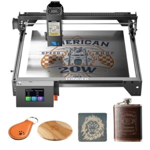 Laser Graviermaschine mit 20W Laserausgangsleistung und 3,5 Zoll Farb-Touchscreen für Metall/Glas/Holz Gravur