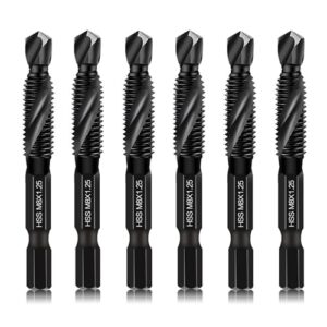 M8 Drill & Tap Bit Set, Kombinations-Schraubendrehwerkzeuge in M8*1.25 mit Anti-Rost-Schutzschicht, 6mm-Hex-Antrieb und Behälter