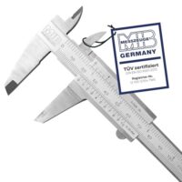 Präzisions-Messgerät für 4-fach Messung, MIB Messschieber mit Feststellschraube DIN 862 150mm, Schieblehre rostfreier Stahl, Analog Messschieber, Schublehre mattverchromt