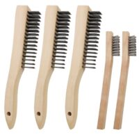 5-Stück Drahtbürsten-Set mit Holzgriff und Edelstahlborsten für Metall- und Holzoberflächen, ideal für verschiedene Arbeiten wie Schweißen, Grillen und Reinigen