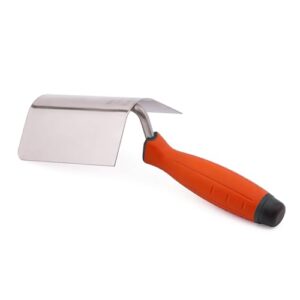 Eckenkelle aus Edelstahl für Innenecken und Außeneckenbearbeitung mit Softgriff, Made in EU, Orange