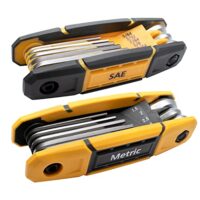 17-teiliges klappbares Inbusschlüssel-Set mit Griff, Metrisch und SAE Standard, 2er-Pack tragbares Sechskantwerkzeug für Fahrradwartung und allgemeine Anwendungen
