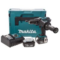 Makita Akku-Schlagbohrschrauber, 18 V im Makpac mit 2 Akkus 4,0 Ah + Ladegerät, DHP458RMJ