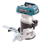 Hochwertige Akku-Multifunktionsfräse Makita DRT50Z 18 V für verschiedene Arbeiten mit leistungsstarken Motor und verschiedenen Aufsätzen.