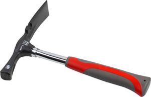 Meister Maurerhammer - 600 g Kopfgewicht - schwarz / rot / grau - Berliner Form - mit Stahlrohrstiel - Zwei-Komponentengriff - Zimmererhammer - Maurer Werkzeug