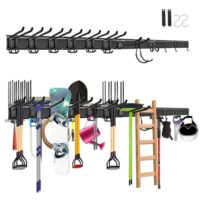 Mimoke Wandhalterung für Garage und Garten - 4 Schienen, 12 vielseitige Haken, Gesamtlänge 162 cm, robust und ideal für Gartengeräte