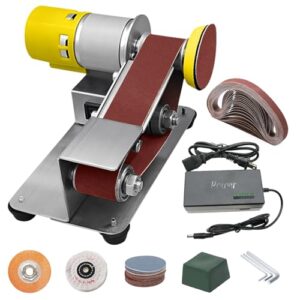 Elektrischer Mini Bandschleifer, 7-stufig verstellbarer Polierer für DIY-Projekte, mit 20 Schleifbändern und Schleifscheibe