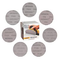 Netzschleifscheibe 125mm, Mirka Abranet Netzschleifscheiben Klett/Mix-Pack 5 von jeder Körnung 80, 120, 180, 240, 320, 400, 600, hochwertige Schleifnetze für Exzenterschleifer und Schleifmaschinen