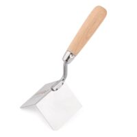 Edelstahl Eckenkelle mit Holzgriff für Außen-Kanten, 90° Winkel, ideal für Verputzarbeiten und Mauerarbeiten