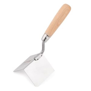 Edelstahl Eckenkelle mit Holzgriff für Außen-Kanten, 90° Winkel, ideal für Verputzarbeiten und Mauerarbeiten