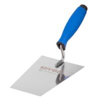Trapez Kelle für Mauerwerk, Edelstahl Trapezkelle 180 mm mit Gummigriff, Stuckateur Kelle für Verputzarbeiten und Fliesenarbeiten