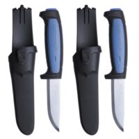 Zwei Outdoormesser mit Scheide für Handwerker, Morakniv Messer mit feststehender Klinge aus Edelstahl, 2er-Pack Blau/Schwarz, Pro S, Mora Messer Hergestellt in Schweden