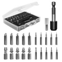Schraubenausdreher Set, 22 hochwertige Teile, magnetischer Verlängerungsbit, Sockeladapter, Schrauben entfernen, Schwarz