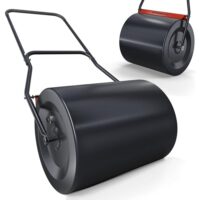 ONBEST Profi Rasenwalze - 60 Liter - befüllbar mit Sand oder Wasser - Walze aus robustem Stahl - inkl. Premium Ablassschraube & Schmutzabweiser
