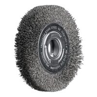 Hochwertige PFERD POS Rundbürste für den Schleifbock, Ø 150x25xvariable Bohrung, Stahl-Draht-Ø 0,30 mm, ideal für mittelschwere Bearbeitungen auf großen Werkstücken