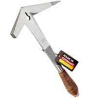 Schieferhammer mit ergonomischem Ledergriff und Ganzstahlstiel, korrosionsgeschützt und handgeschmiedet, ideal für Rechtshänder
