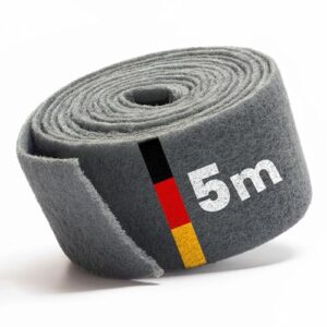 Hochwertiges Schleifvlies für Holz, Metall und Edelstahl mit Länge von 5 Metern und Breite von 10 cm. Made in Germany. Einzigartige Imprägnierung für extreme Widerstandsfähigkeit.