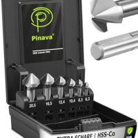Hochwertiger Profi Senker für Metall, Edelstahl, Kunststoff und Holz - Senkbohrer Versenker scharf 90° Ø6,3-20,5mm - Pinava Kegelsenker Set HSS Cobalt Pro