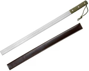 Präzisions-Stahllineal, 63 cm Länge, 5 mm Dicke, Beidseitige Teilung Zoll & Cm, Militärgrün mit Lederetui, ideal für professionelle Nutzung in der Heimwerker- und Handwerksbranche