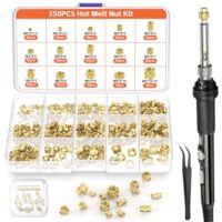 Gewindeeinsätzung mit Lötkolben, Preciva Gewindeeinsätze Lötspitzen Set, 6tlg. Lötspitzen für Gewindeeinsatz + 350tlg. Gewindeeinstze M2/M3/M4/M5/M6/M8