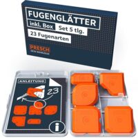Hochwertiges Fugenglätter Set 5-teilig mit extrem geraden Kanten und Spezialnoppen für makellose Fugen