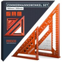 Zimmernmannswinkel Set für genaue Bohrungen - Innovative Notizfläche und abwischbarer Überdeckungsmechanismus - exakte 90° Winkel mit hochpräzisem gefrasten Aluminium