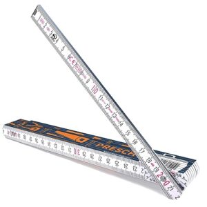 Presch Zollstock 2 Meter mit Winkelfunktion - Holz - Blau - Große und sehr gut lesbare Zahlen - Exaktes Einrasten - Gliedermaßstab 2m, Meterstab, Messstab, Metermaß 2m