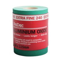 ProDec Schleifpapier 10m Rolle, extrafeine grüne Aluminiumoxid-Schleifrolle mit Körnung 240, ideal für das manuelle oder maschinelle Schleifen von Holz, Farbe, Putz und Metall. Das Schleifpapier ist extra fein und hat eine gute Haftung.