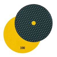 Hochwertiges Diamant-Schleifpad für Trockenschliff mit Körnung 100 und Aufnahmeteller M14, Ø 100 mm - geeignet für Natursteine, Granit, Feinsteinzeug, Marmor, Glas und Keramik.