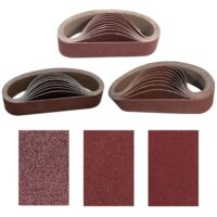 Professionelle Gewebe-Schleifbänder für das Schleifen von Metallen, Aluminiumoxid beschichtet, 3 Größen: 80, 240 und 800, einfach zu bedienen und direkt am Bandschleifer installierbar.