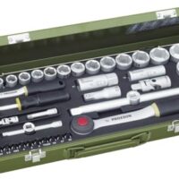 Proxxon 23040 Steckschlüsselsatz, Komplettkasten mit 6,3mm (1/4") & 12,5mm (1/2") Umschaltratsche Nüsse von 4-32mm 56teilig Werkzeug Set Stahlkasten