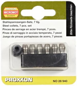 Proxxon MICROMOT Stahlspannzangen, 6 Stück, schwarz/silberfarben für Heimwerken und Industrie