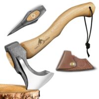 Hochwertiges Handbeil mit Kuhfuß und Bushcraft Axt für Holzarbeiten, Camping Axt Geschenk für Männer