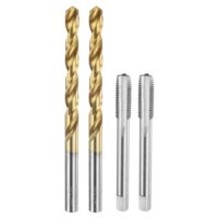 QUARKZMAN Gewindeschneider und Bohrerset, 2 Stück M8 x 1 Metrische Gewindeschneidschrauben & 2 Stück 7,0 mm Spiralbohrer, Unbeschichtet/Titanbeschichtet HSS 6542 Maschinengewindebohrer Set