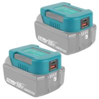 QUPERR 2 Pack Akku-Adapter, USB-Ladegerät-Adapter für Makita 18V Lithium-Ionen-Akkus Dual USB Handy-Ladegerät mit Typ-C Schnellladung und zwei USB-Ports