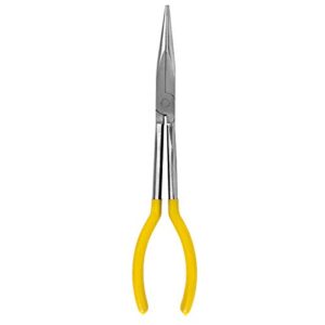 QWORK Gerade Spitzzange, extra lange, 280mm - Hochwertiges Werkzeug für Heimwerker und Handwerker mit Chrom-Vanadium-Stahl und PVC-beschichtetem Kissengriff