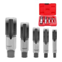 RUNYU 5 Stück BSP Rohrgewindebohrer Set: 1/8 Zoll, 1/4 Zoll, 3/8 Zoll, 1/2 Zoll, 3/4 Zoll Gewindeschneider Profi Rohrgewindebohrer Set für Reparaturgewinde, mit Box