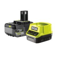 RYOBI 18 V ONE+ Starterset mit Lithium+ Akkutechnologie, Akku-Ladestandsanzeige und Schnellladegerät, inkl. 5,0 Ah Akku und Bohr-Akkuschrauber-R18DD3