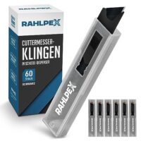 Ersatzklingen für Cuttermesser, extra scharf und langlebig, mit Schiebe-Dispensern, 60 Stück, aus hochwertigem Carbonstahl