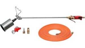 Hochleistungsbrenner RoTitan, Brennerglocke Ö 70 cm, max. Temperatur: 1060°, Gesamtlänge: 96 cm, Anschluss: Propangasflasche, Gummischlauch, 4bar Propan-Konstantregler