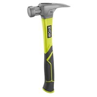 Ryobi Klauenhammer RH16FSS mit magnetischem Nagelhalter, 450 g Gewicht, glatte Schlagfläche und rutschfester Griff für heimwerkerische Arbeiten