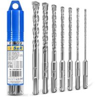 Der perfekte Hammer-Bohrer für harte Materialien - S&R Hammer-Bohrersatz 4-12mm mit Karbid-Hartmetall-Spitze und SDS-Plus-Aufnahme für Bohrungen in Beton, Stein und Granit.
