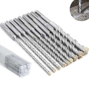 SDS PLUS Bohrer Set, 9-teiliges Set mit 5-16 mm Durchmessern, Doppelwendel Steinbohrer Betonbohrer für verschiedene Materialien