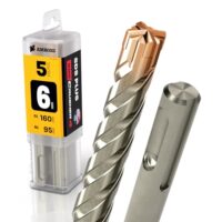 SDS Plus Hammerbohrer 4X Schneiden PGM Ø 6.0mm x 95mm - AMBOSS Werkzeuge SDS Crusher 4 - HM Betonbohrer Hartmetall Profi Bohrer 6.0 mm x 95 - Steinbohrer Stahlbeton Mauerwerk Ziegel Kalksandstein