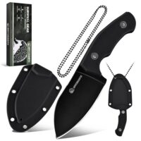 Spitzkante Neck Knife Messer P-DA, kleines Messer mit feststehender Klinge und ABS Scheide