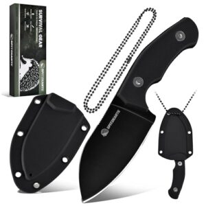 Spitzkante Neck Knife Messer P-DA, kleines Messer mit feststehender Klinge und ABS Scheide