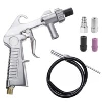 Sandstrahlpistole mit 6 Teilen: Druckluft, Keramikdüse, Eisen Düse, Sandstrahler, Aluminium und Gummischlauch. Ideal für Reinigung, Rostentfernung und Glätten.